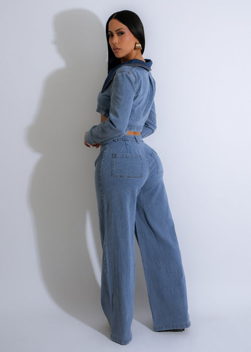 Downtown Edge Pant Set Light Denim