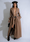 Cityscape Elegance Faux Leather Skirt Set Brown on mannequin with matching top and accessories