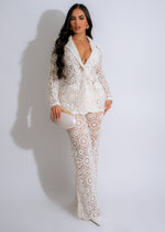 Beautiful Luxe Lace Pant Set in White, elegant and sophisticated design