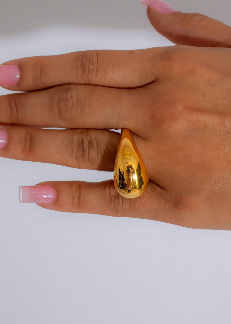 Crescent Hook Ring Gold in 14K yellow gold with intricate detailing and elegant design