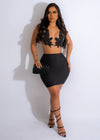  Back view of the Signature Diva Mini Skirt Black with slit