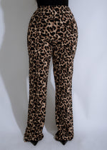 Women's Safari Luxe Leopard Pants in Brown, stylish and comfortable animal print bottoms