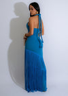 Coastal Rhythm Fringes Maxi Dress Blue