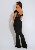 Rosette Lace Dream Floral Jumpsuit Black