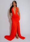 Nocturnal Flow Ruched Maxi Dress Orange