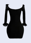 Beautiful evening dress in black with starlit plume pattern and stylish design