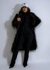 Stunning black Velvet Tempest Coat, perfect for cold weather fashion