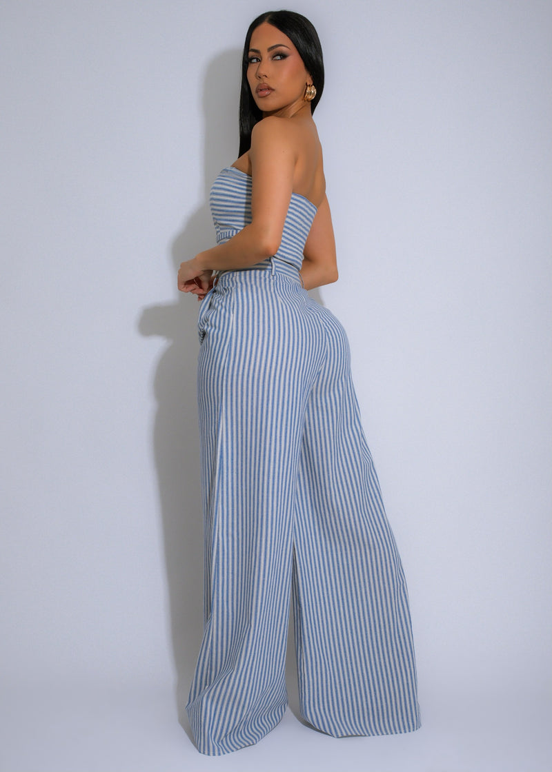 Seaside Stroll Stripes Pant Set Blue