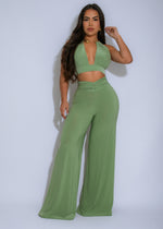 Luxe Flow Ruched Pant Set Green