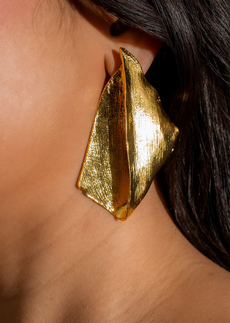 Shiny 24K gold plated earrings with a unique and stylish design