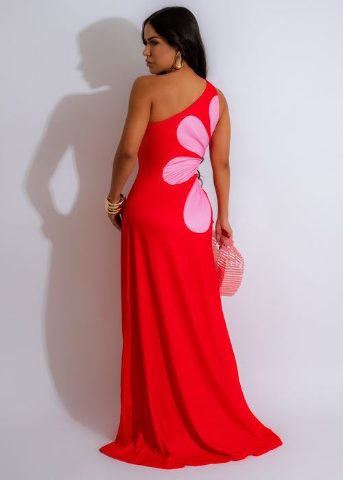 Bold Beauty Ruched Maxi Dress Red