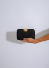 Elegant Seashell Weave Clutches Black with detachable chain strap and satin lining