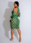 Elegant and Glamorous Green Sequin Mini Dress with Mesh Sleeves and Rhinestone Embellishments