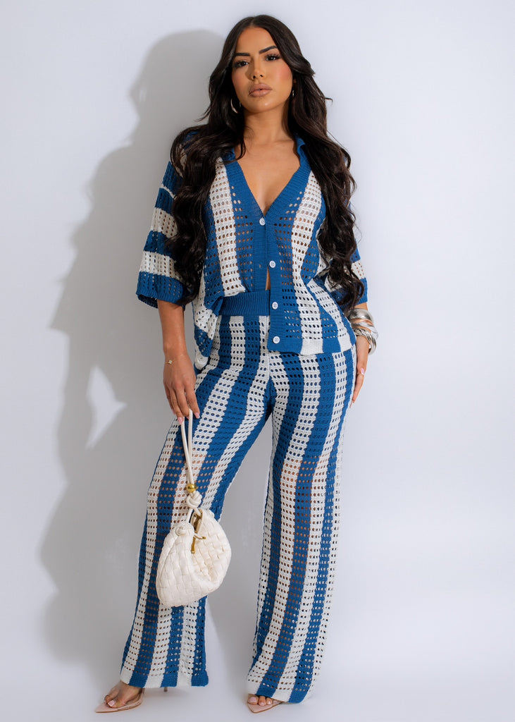 Good Summer Knit Pant Set Blue 