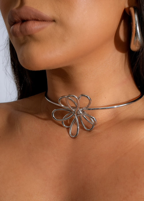 Beautiful handmade silver choker with delicate flower pendant, perfect accessory for her