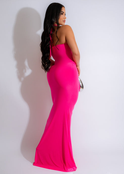 She's Confident Ruched Maxi Dress Pink