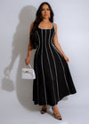 Too Sweet Linen Midi Dress Black