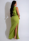 Vibrant Elegance Ruched Maxi Dress Green - Flowy, elegant dress in a stunning shade of green