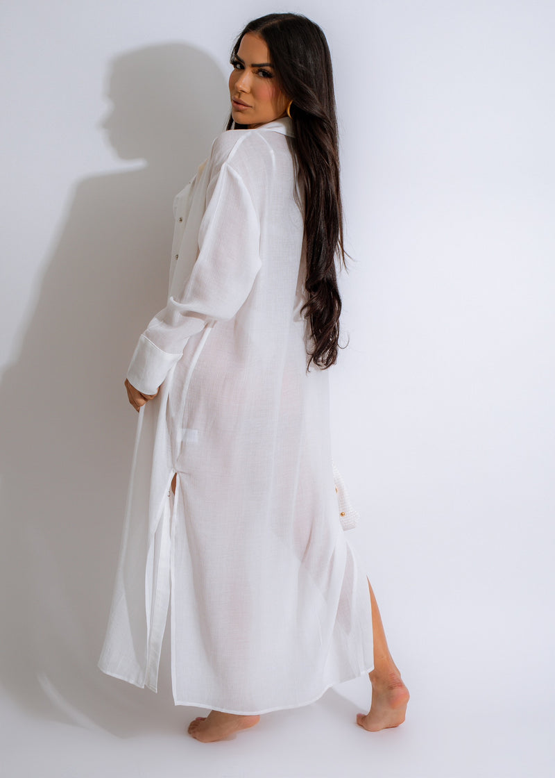  Golden Hour Cover Up White: This elegant and flowy white cover-up features a flattering v-neckline and a breezy, relaxed fit, making it a must-have for your summer wardrobe