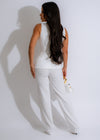  Fashionable striped pant set in white, great for a variety of occasions and activities