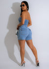 Trendy and stylish Perfectionist Denim Short Set in Dark Blue Wash