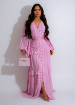 Boho Time Lace Maxi Dress Pink