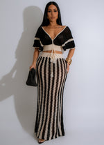 Easy Breezy Crochet Skirt Set Black - a stylish and versatile outfit perfect for any occasion