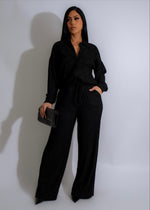 Rustic Reverie Pant Set Black, featuring comfortable, flowing pants and matching top