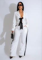 Elegant and sophisticated Ivory Edge Shoulder Pads Blazer White for professional look