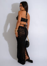  Elegant and stylish black crochet skirt and top set with intricate pattern