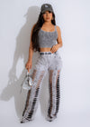 Sunset Boulevard Ribbed Pant Set Grey with comfortable and stylish design