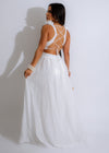 Delicate Rose Ruffle Maxi Dress White