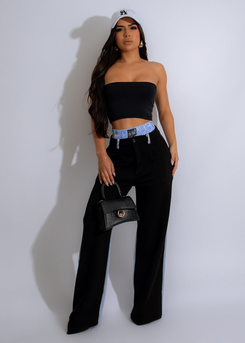 Stylish Full of Love Denim Pant in elegant black color