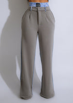 High-waisted Full Of Love Denim Pant Grey with button and zip closure