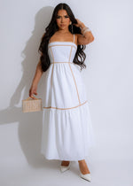 Talk To Me Nice Linen Midi Dress White