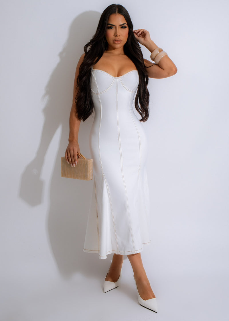 Save For Later Midi Dress White