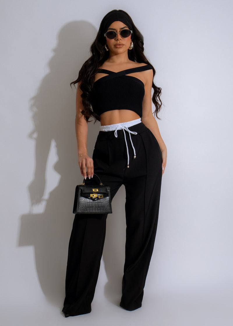 Miss Perfect Ribbed Crop Top Black - a stylish and versatile top perfect for any occasion