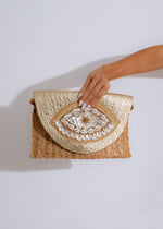 Shimmering gold handbag with floral embroidery and chain strap for summer elegance