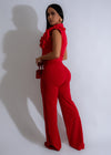 Pair of vibrant red Crimson Radiance pants with a slim fit design