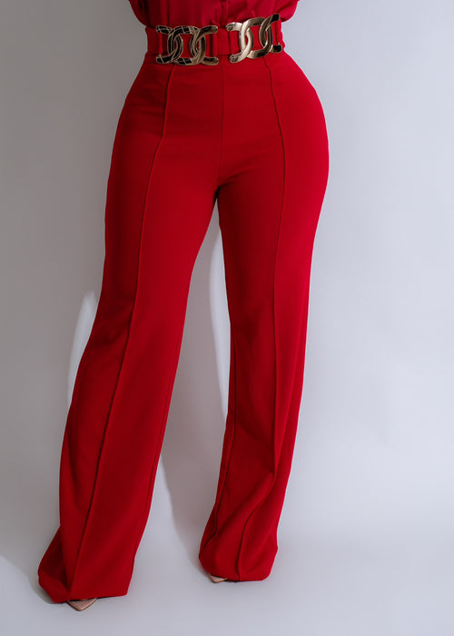 High-quality red Luxe Link pants with a comfortable and stylish fit