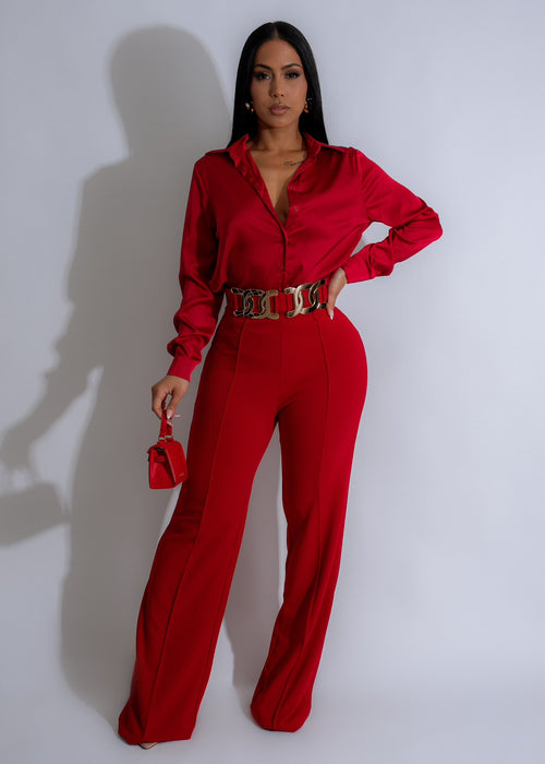 Stunning red Luxe Link pants with a comfortable, stylish design