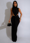 Vibrant Elegance Ruched Maxi Dress Black - Elegant and stylish evening gown with flattering ruched detailing in classic black color