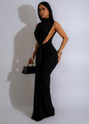 Vibrant Elegance Ruched Maxi Dress Black - Elegant and stylish black dress with ruched detailing