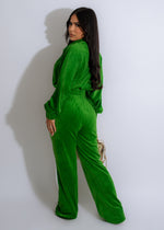 Why Wait Velvet Pant Set Green