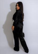 Why Wait Velvet Pant Set Black - a luxurious and stylish outfit perfect for any occasion