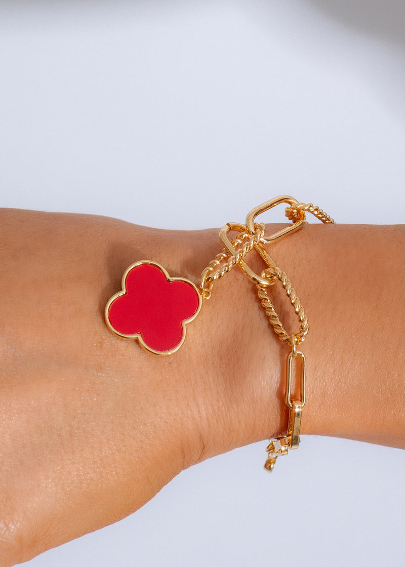 Fortuna Charm Bracelet Red with gold accents and intricate design