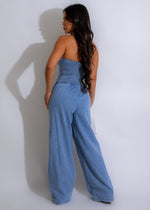 Stylish The Bow-Front Jumpsuit Light Denim with a flattering bow-front and light denim fabric for a fashionable and comfortable outfit option