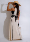 Beautiful and elegant knotted back knit maxi dress in a flattering nude color