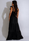  Enchanted Rose Maxi Dress Black made with soft, flowing fabric and elegant silhouette, ideal for a special occasion