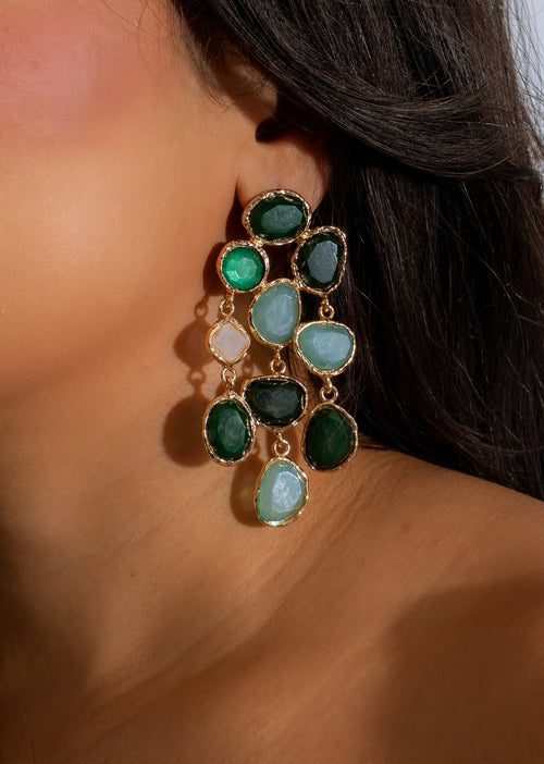 Pair of stunning gemstone cascade earrings in beautiful green hues